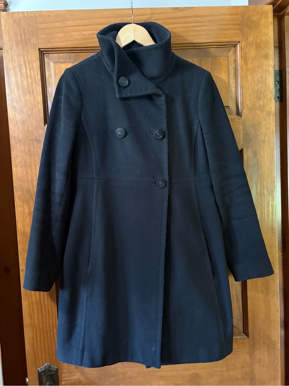 Talula Black Double-Breasted Wool Pea Coat